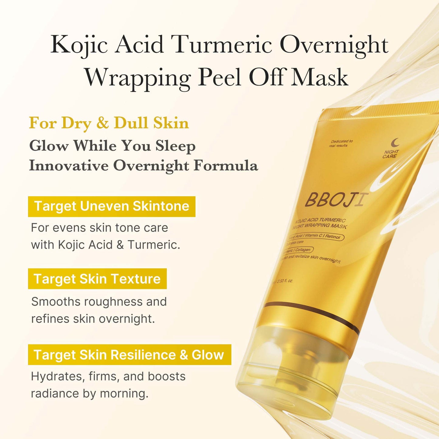 ✨✨Limited-time special offer: BUY ONE, GET ONE FREE!🔥🔥BBOJI Turmeric Kojic Acid Collagen Night Mask